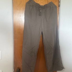 Long Brown Wide Leg Linen Pants